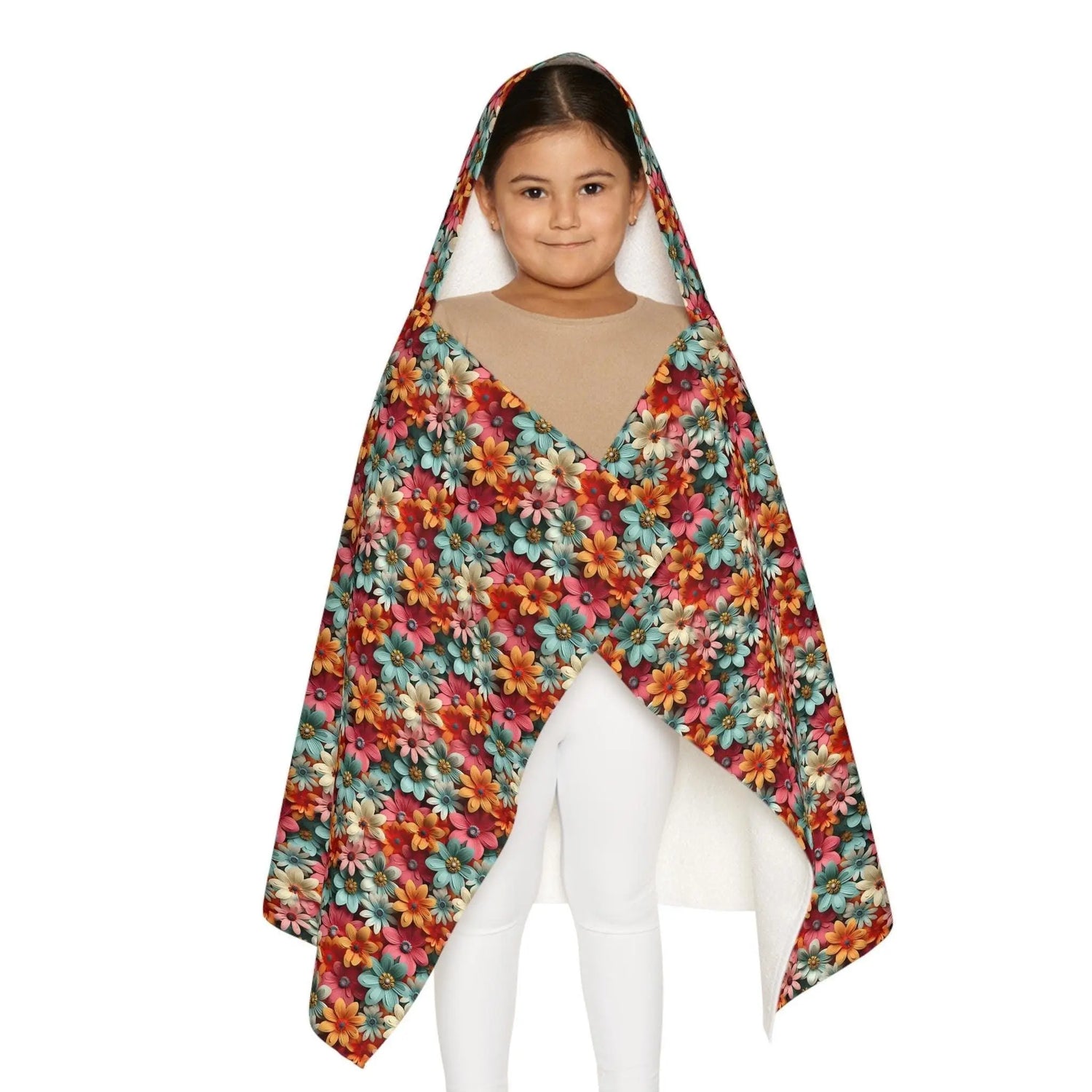 Colorful Floral Youth Hooded Towel - Fun and Cozy for Kids, Pool Days, Beach Trips, Summer Fun, Birthday Gifts, Bath Time The Aurora Touch