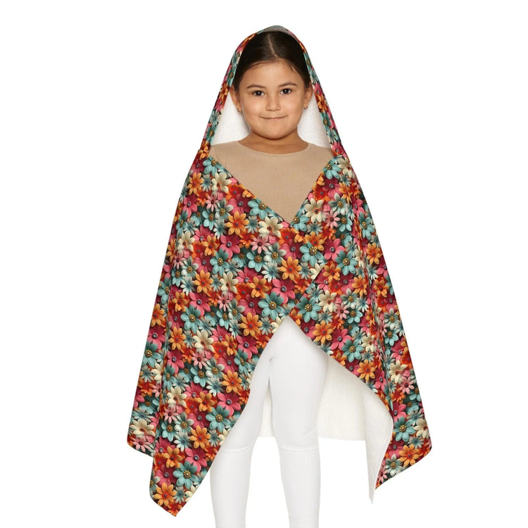 Colorful Floral Youth Hooded Towel - Fun and Cozy for Kids, Pool Days, Beach Trips, Summer Fun, Birthday Gifts, Bath Time The Aurora Touch