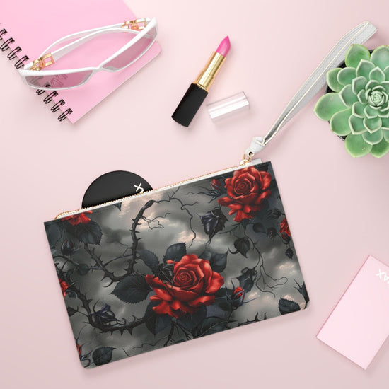 Elegant Floral Clutch Bag | Vintage Rose Design, Evening Purse, Party Accessory, Makeup Organizer, Gift for Her