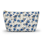 Floral Accessory Pouch, Blue Rose Makeup Bag, Cosmetic Case, Travel Organizer, Gift for Her, Stylish Toiletry Storage