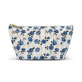 Floral Accessory Pouch, Blue Rose Makeup Bag, Cosmetic Case, Travel Organizer, Gift for Her, Stylish Toiletry Storage