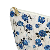 Floral Accessory Pouch, Blue Rose Makeup Bag, Cosmetic Case, Travel Organizer, Gift for Her, Stylish Toiletry Storage