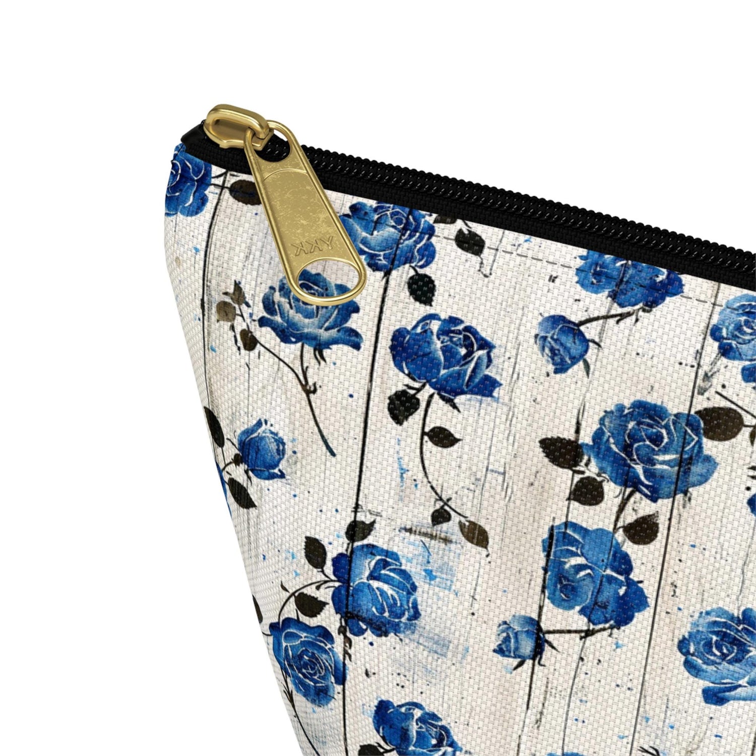 Floral Accessory Pouch, Blue Rose Makeup Bag, Cosmetic Case, Travel Organizer, Gift for Her, Stylish Toiletry Storage