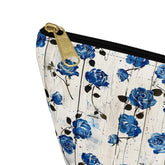 Floral Accessory Pouch, Blue Rose Makeup Bag, Cosmetic Case, Travel Organizer, Gift for Her, Stylish Toiletry Storage