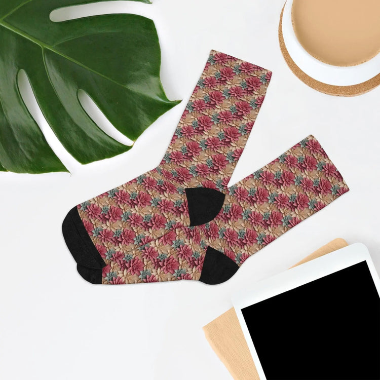 Eco-Friendly Recycled Poly Socks, Colorful Floral Patterned Socks, Sustainable Fashion Accessories, Perfect Gift, Cozy and Comfy, For Her The Aurora Touch
