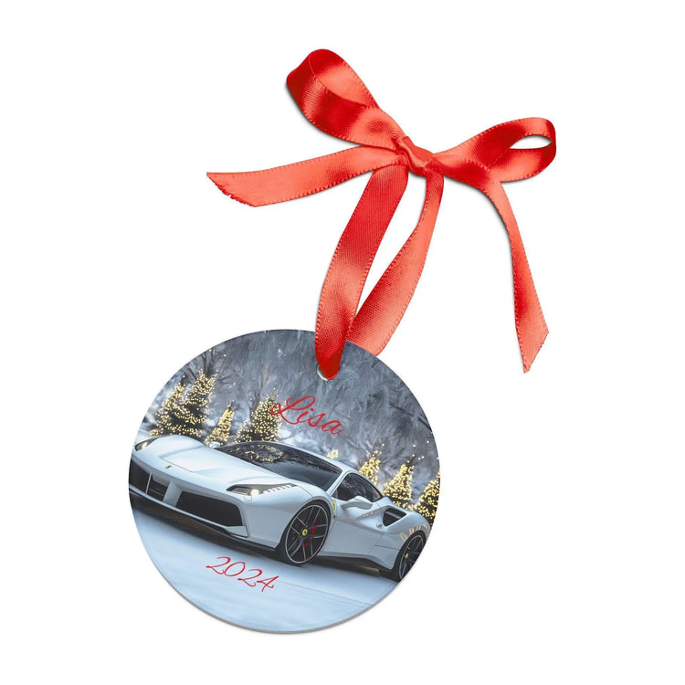 Personalized Holiday Acrylic Ornament, Custom Car Ornament, Christmas Decor, Unique Gift for Car Lovers, 2024 Decor, White Ferrari The Aurora Touch