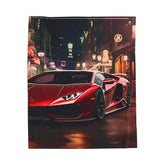 Velveteen Plush Blanket, Red Lamborghini soft fleece bed couch covering stylish modern exotic fast car room Teen dorm design decor