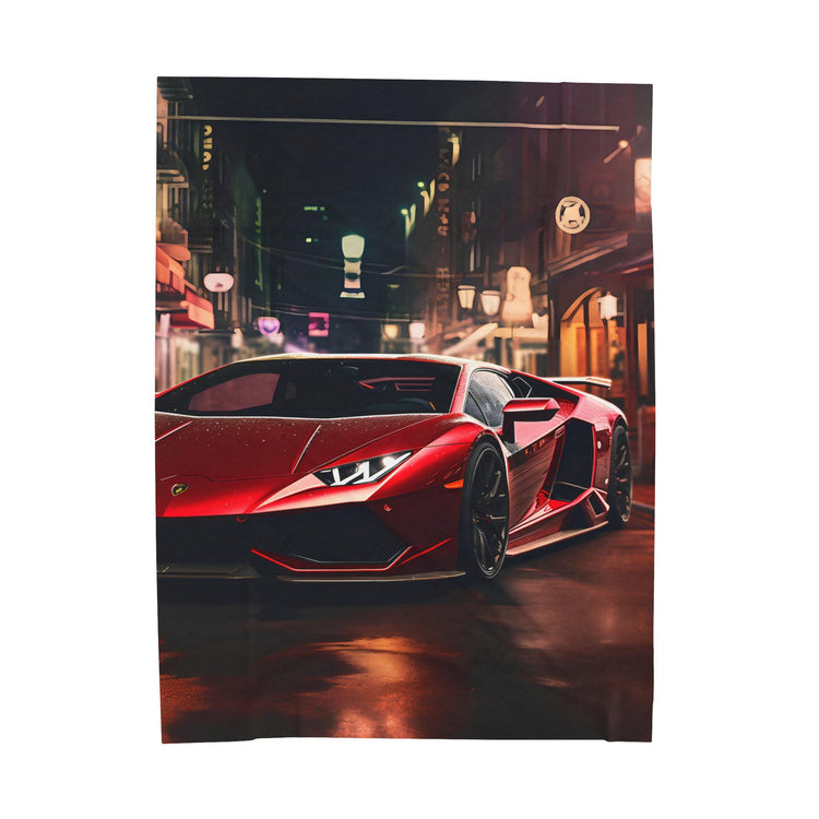 Velveteen Plush Blanket, Red Lamborghini soft fleece bed couch covering stylish modern exotic fast car room Teen dorm design decor