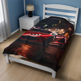 Velveteen Plush Blanket, Red Lamborghini soft fleece bed couch covering stylish modern exotic fast car room Teen dorm design decor
