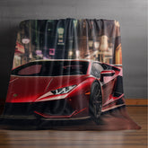 Velveteen Plush Blanket, Red Lamborghini soft fleece bed couch covering stylish modern exotic fast car room Teen dorm design decor