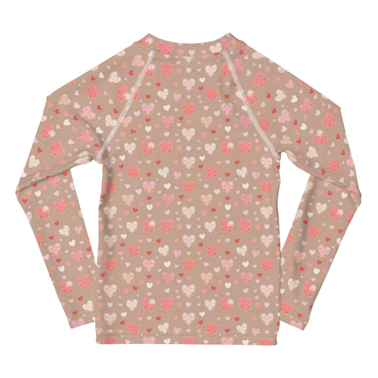 Valentine’s Heart Design Rash Guard for Girls – Stylish & Comfy Swimwear – Perfect for Valentine&