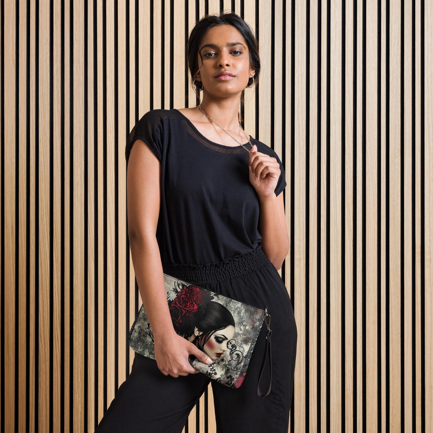 Gothic Valentine’s Crossbody Handbag – Dark & Stylish Heart Design with Silver Cross – Perfect for a Bold Unique Valentine&