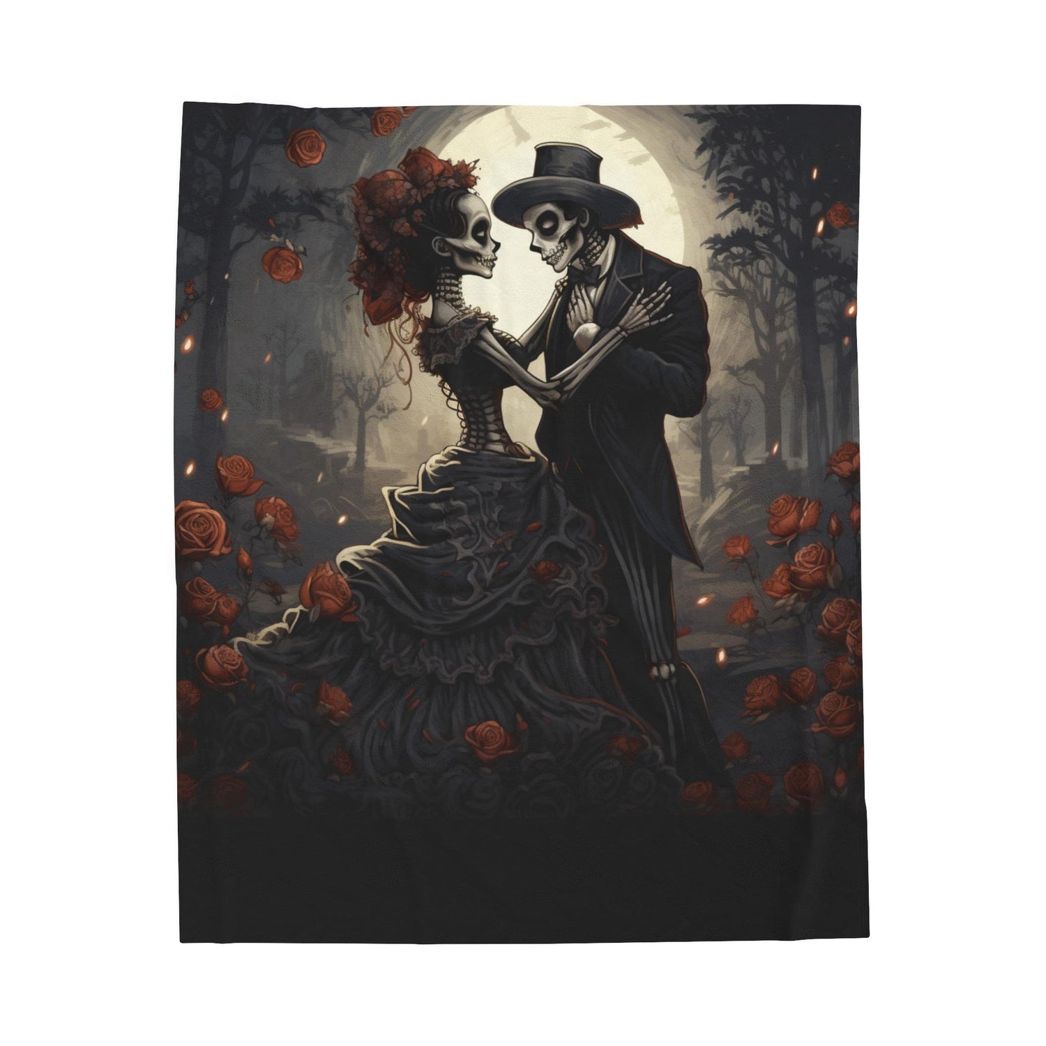 Velveteen Blanket, Traditional Day of The Dead home decor soft fleece warm bedroom couch chair travel designer throw