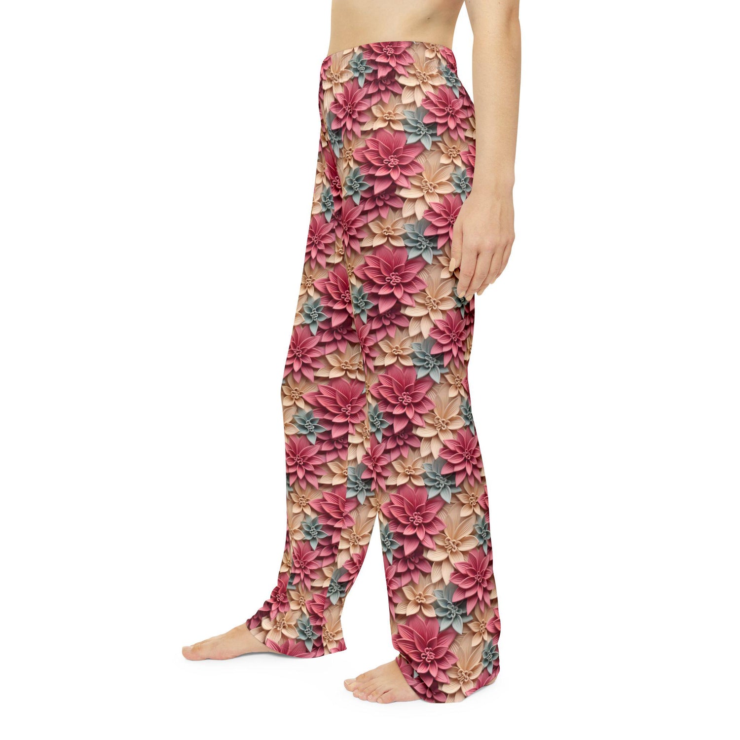 Bohemian Floral Pajama Pants, Cozy Lounge Pants, Indoor Wear, Flower Print Sleepwear, Gift for Her, Relaxation Outfit