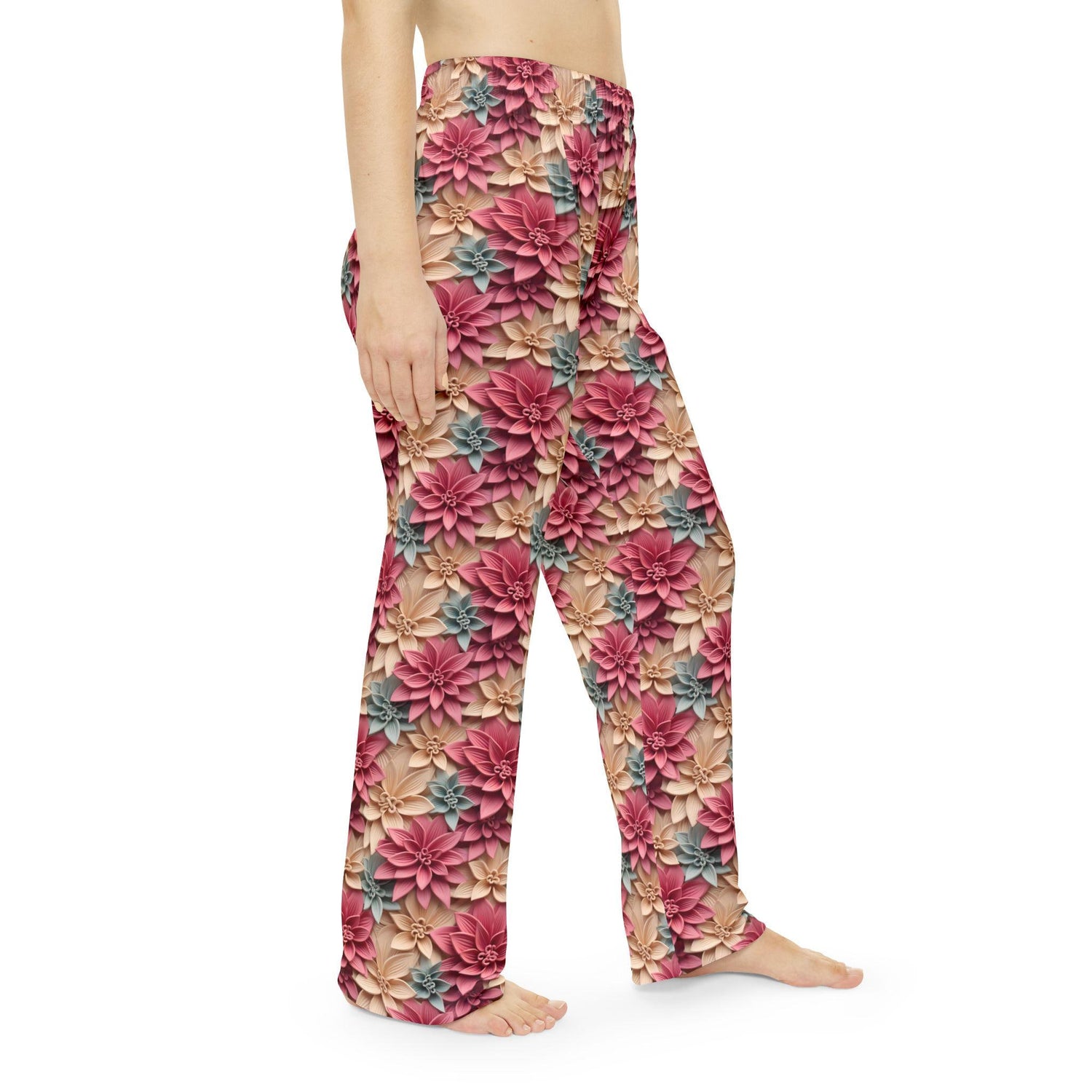 Bohemian Floral Pajama Pants, Cozy Lounge Pants, Indoor Wear, Flower Print Sleepwear, Gift for Her, Relaxation Outfit