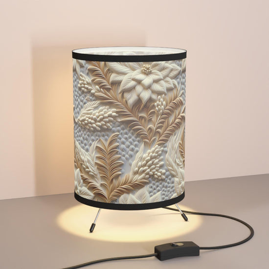 Elegant Tripod Lamp with Floral High-Res Printed Shade, Modern Home Decor, Boho Style Lighting, Unique Gift Idea, Living Room Accent,