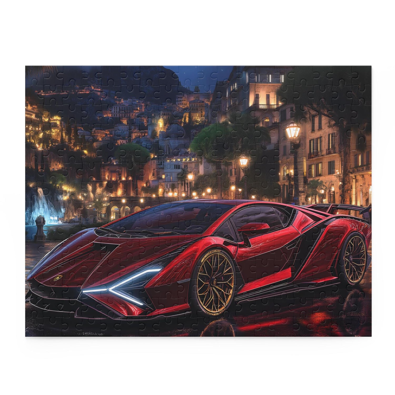 Lamborghini Nightscape Puzzle | 120, 252, 500-Piece | Car Enthusiast Gift | Dynamic Nighttime Art | Family Game Night | Perfect for Father&
