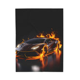 Plush Blanket, Race Car Portrait, Exotic Car Art, Stylish, Young Teen Gift, Teen Bedroom Decor, Black Lamborghini