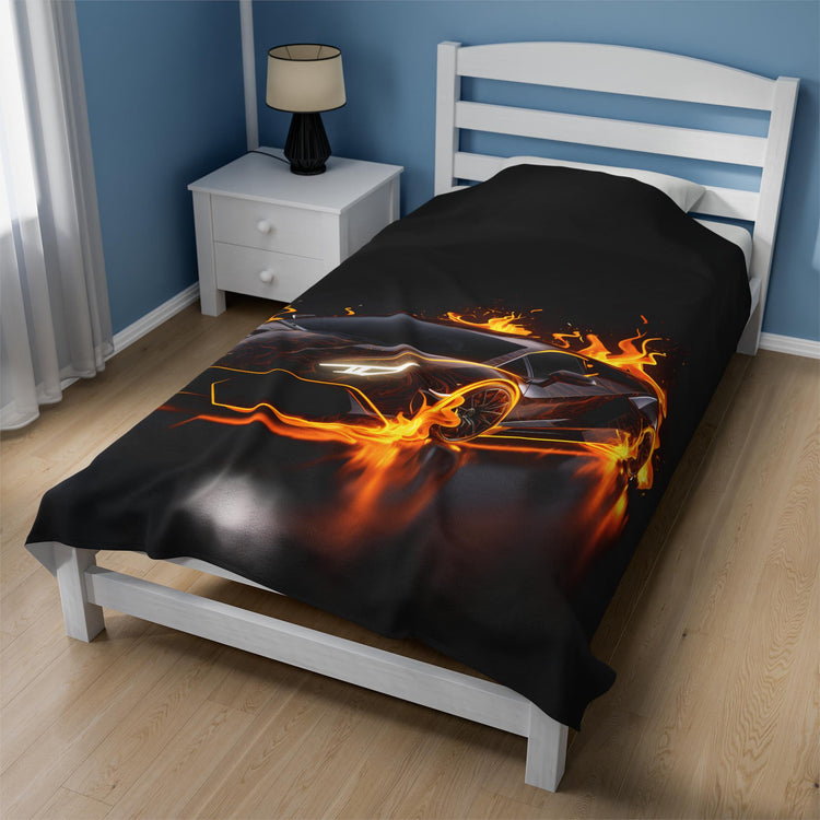 Plush Blanket, Race Car Portrait, Exotic Car Art, Stylish, Young Teen Gift, Teen Bedroom Decor, Black Lamborghini
