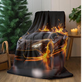 Plush Blanket, Race Car Portrait, Exotic Car Art, Stylish, Young Teen Gift, Teen Bedroom Decor, Black Lamborghini