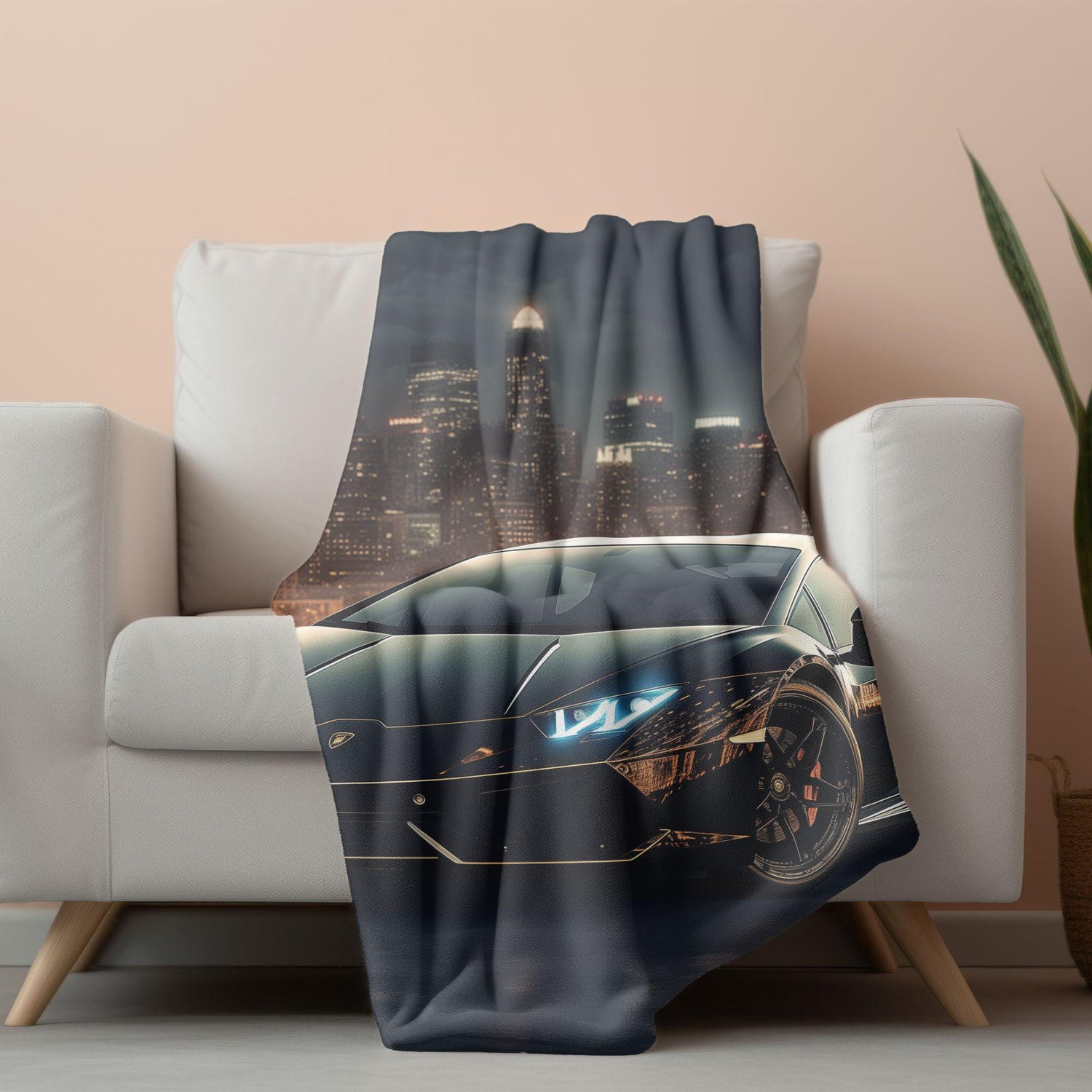 Luxury Car Themed Velveteen Plush Blanket, Cozy Throw for Car Lovers, Perfect Gift for Man Cave, Car Enthusiasts, Home Decor Accent