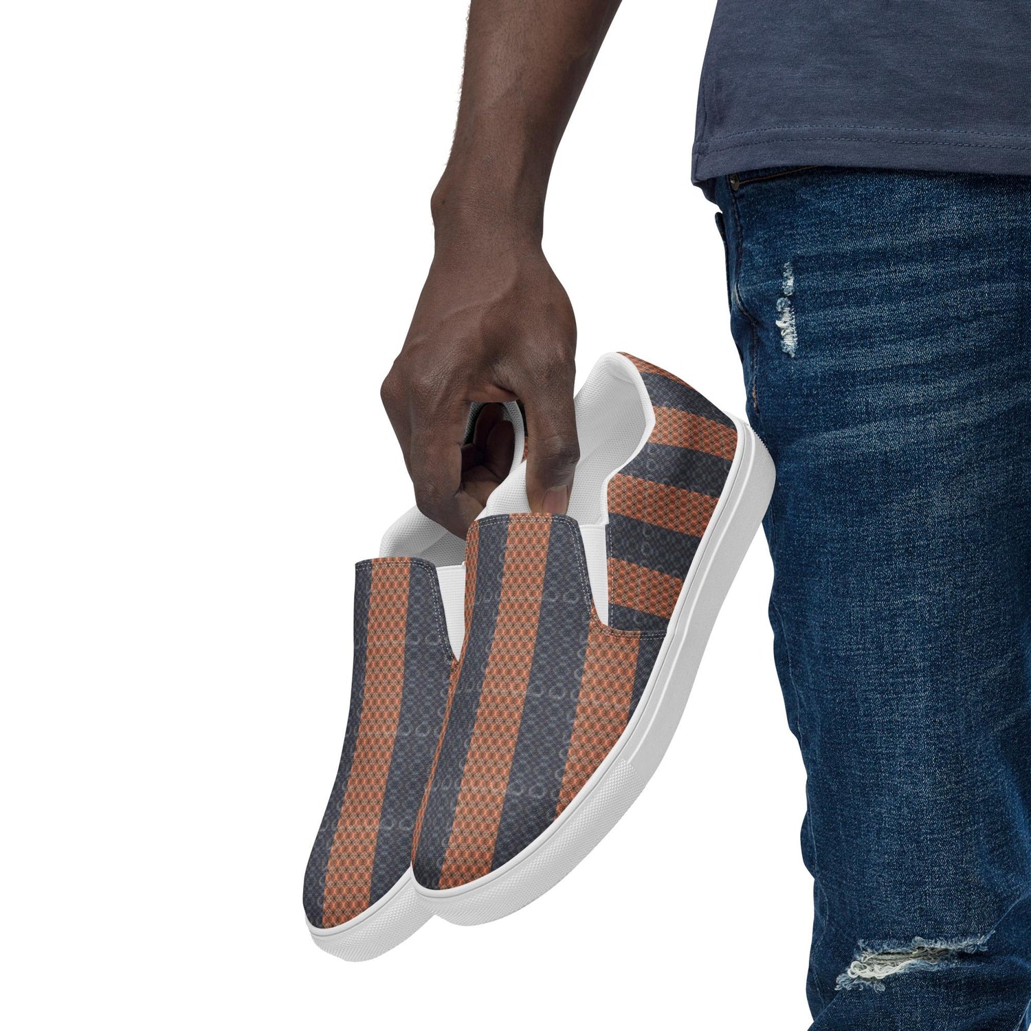 Men’s Geometric Pattern Slip-On Canvas Shoes – Stylish, Comfortable, and Versatile Fashion Sneakers for Every Occasion