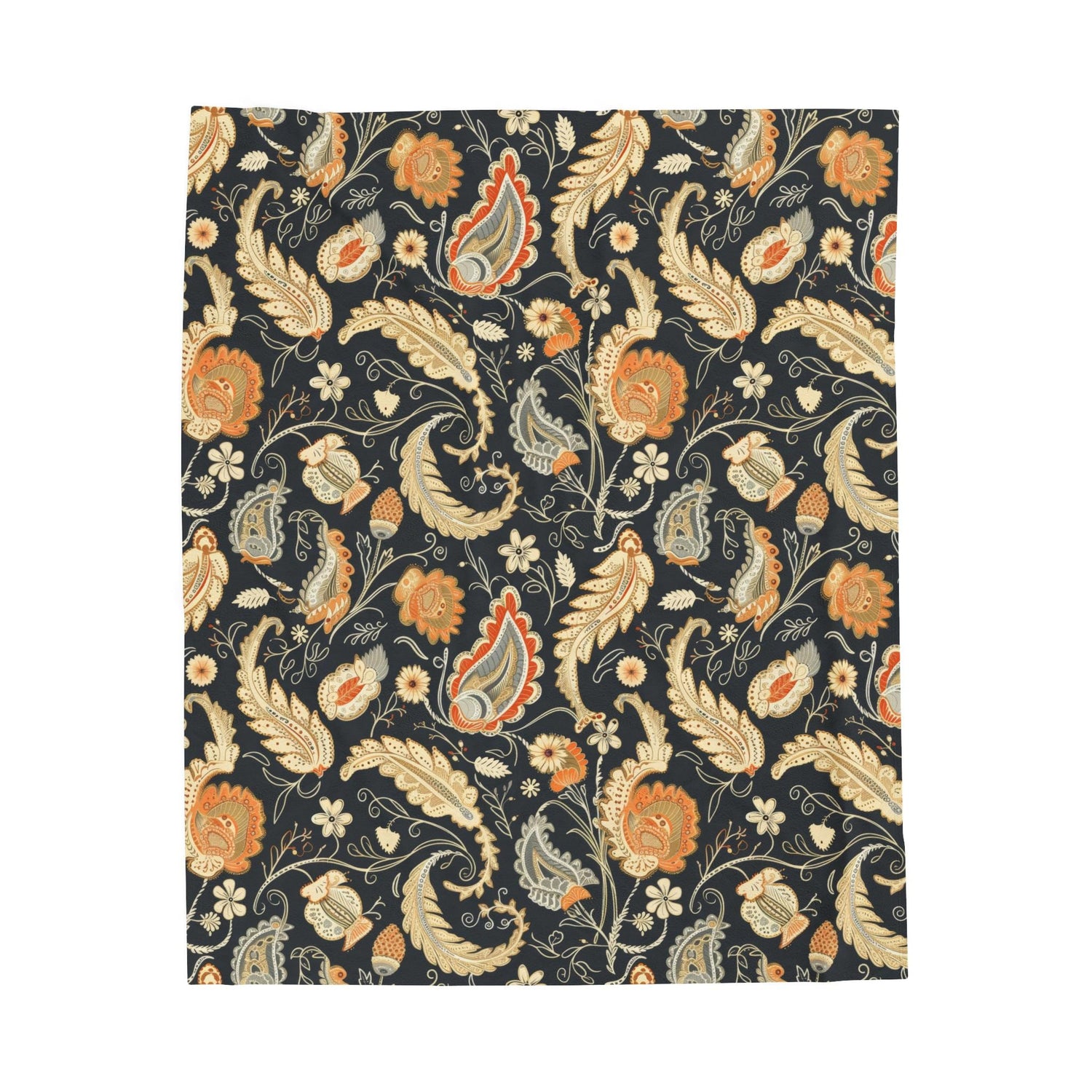 Bohemian Paisley Velveteen Plush Blanket, Cozy Throw for Home Decor, Stylish Gift, Bedroom Accent, Perfect for All Seasons