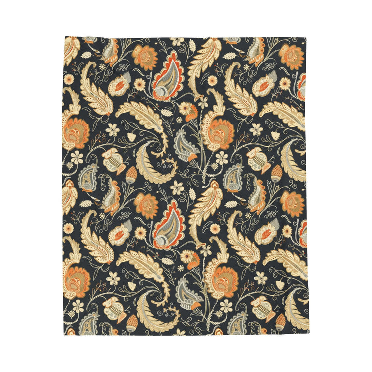 Bohemian Paisley Velveteen Plush Blanket, Cozy Throw for Home Decor, Stylish Gift, Bedroom Accent, Perfect for All Seasons
