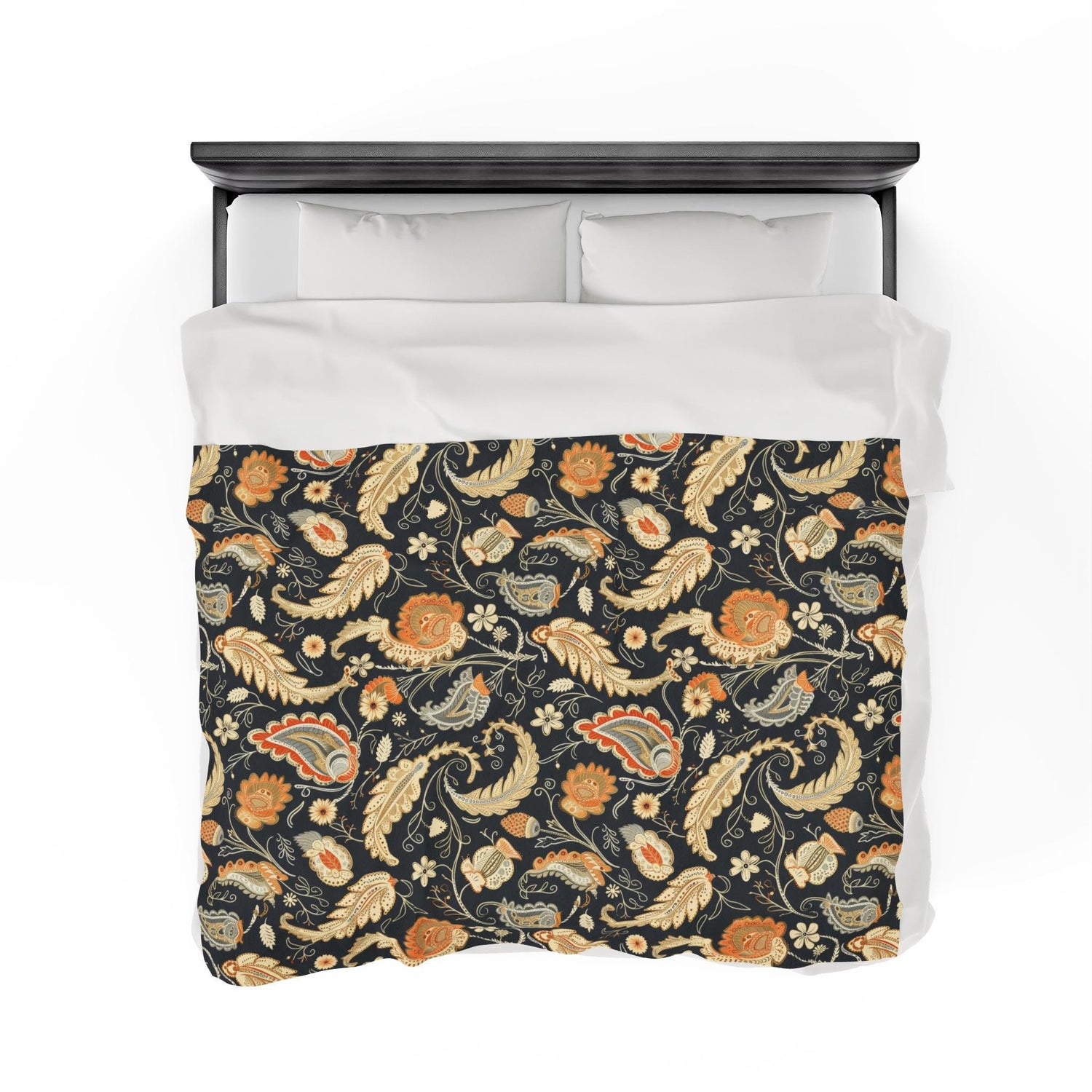 Bohemian Paisley Velveteen Plush Blanket, Cozy Throw for Home Decor, Stylish Gift, Bedroom Accent, Perfect for All Seasons