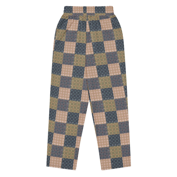 Men’s Geometric Checker Pattern Wide Leg Pants – Trendy Retro Style, Comfortable Loose Fit, Modern Fashion Statement, Streetwear Chic