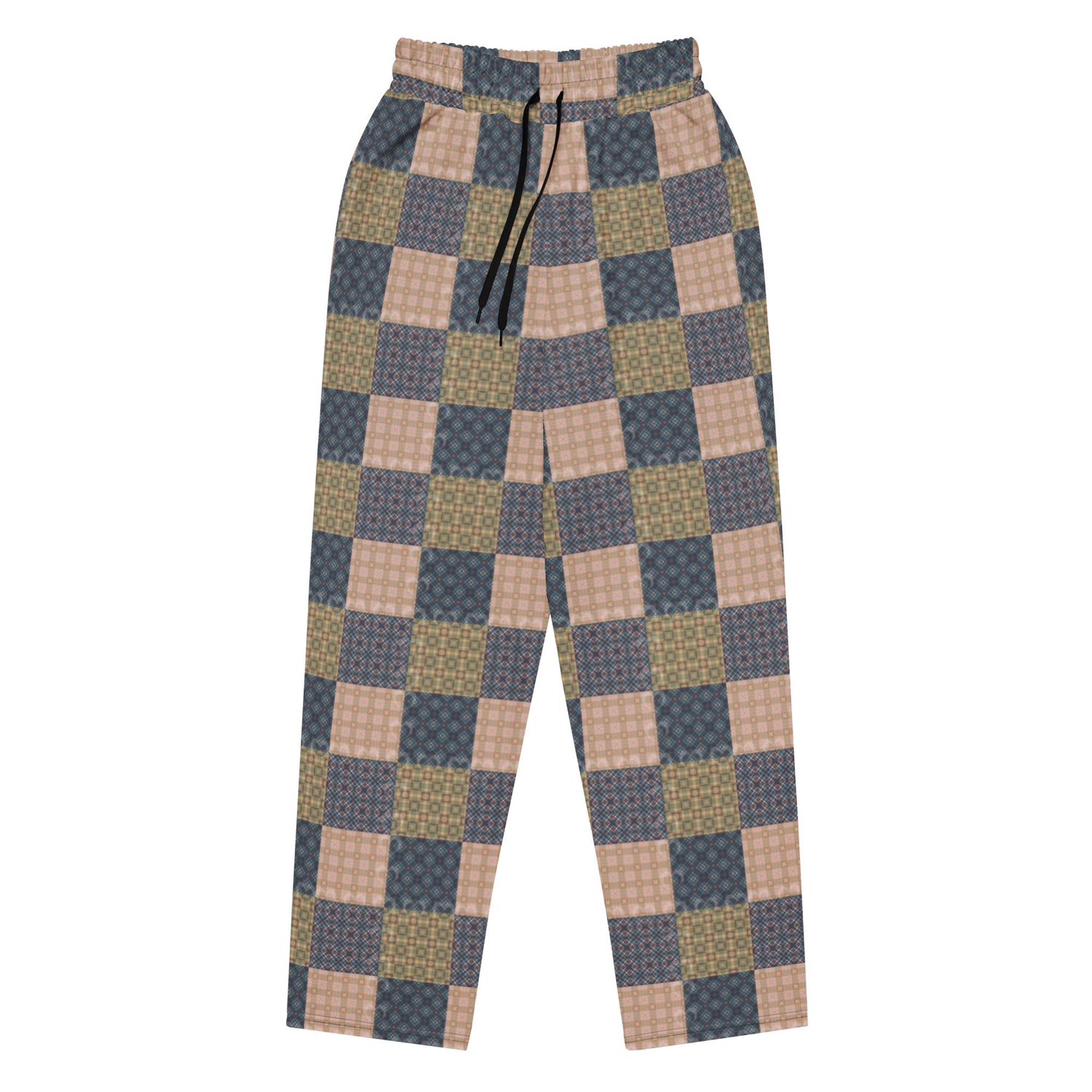 Men’s Geometric Checker Pattern Wide Leg Pants – Trendy Retro Style, Comfortable Loose Fit, Modern Fashion Statement, Streetwear Chic