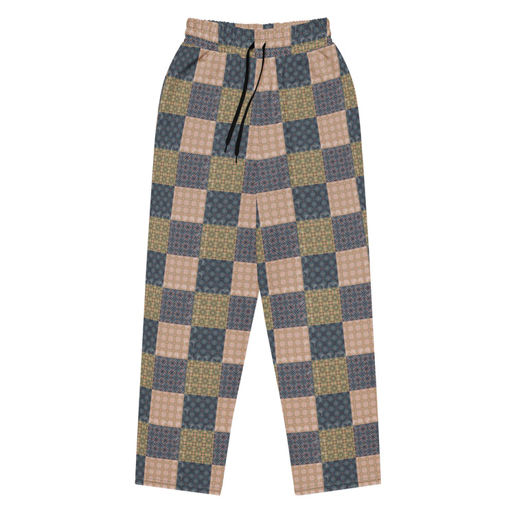 Men’s Geometric Checker Pattern Wide Leg Pants – Trendy Retro Style, Comfortable Loose Fit, Modern Fashion Statement, Streetwear Chic