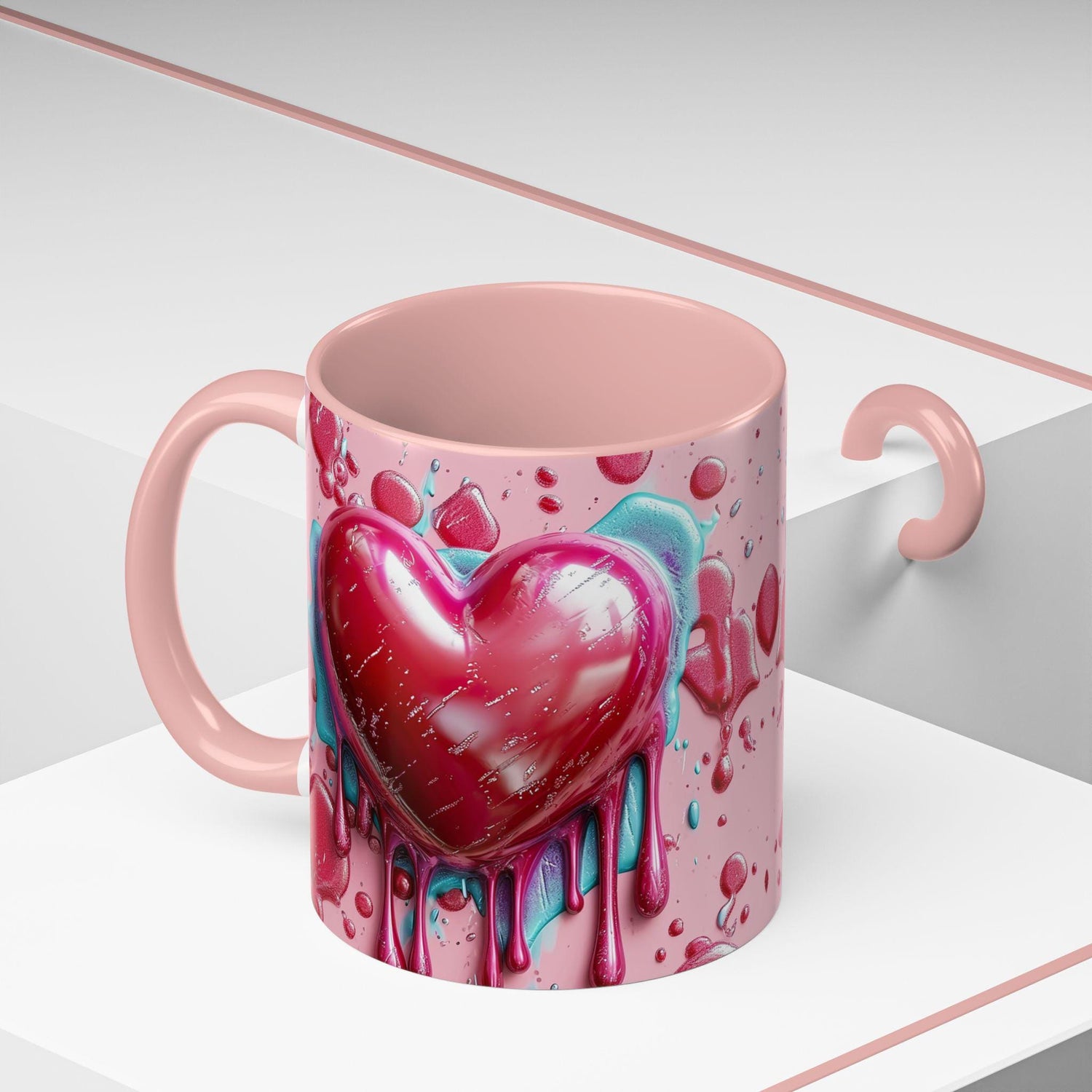 Heart Drip Coffee Mug, Romantic Gift, Valentine&