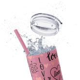 Love-Themed Skinny Tumbler with Straw, 20oz - Valentine&