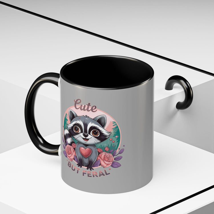 Cute But Feral Raccoon Coffee Mug, Funny Animal Mug, Gifts for Animal Lovers, Grey Accent Mug, Perfect for Any Occasion