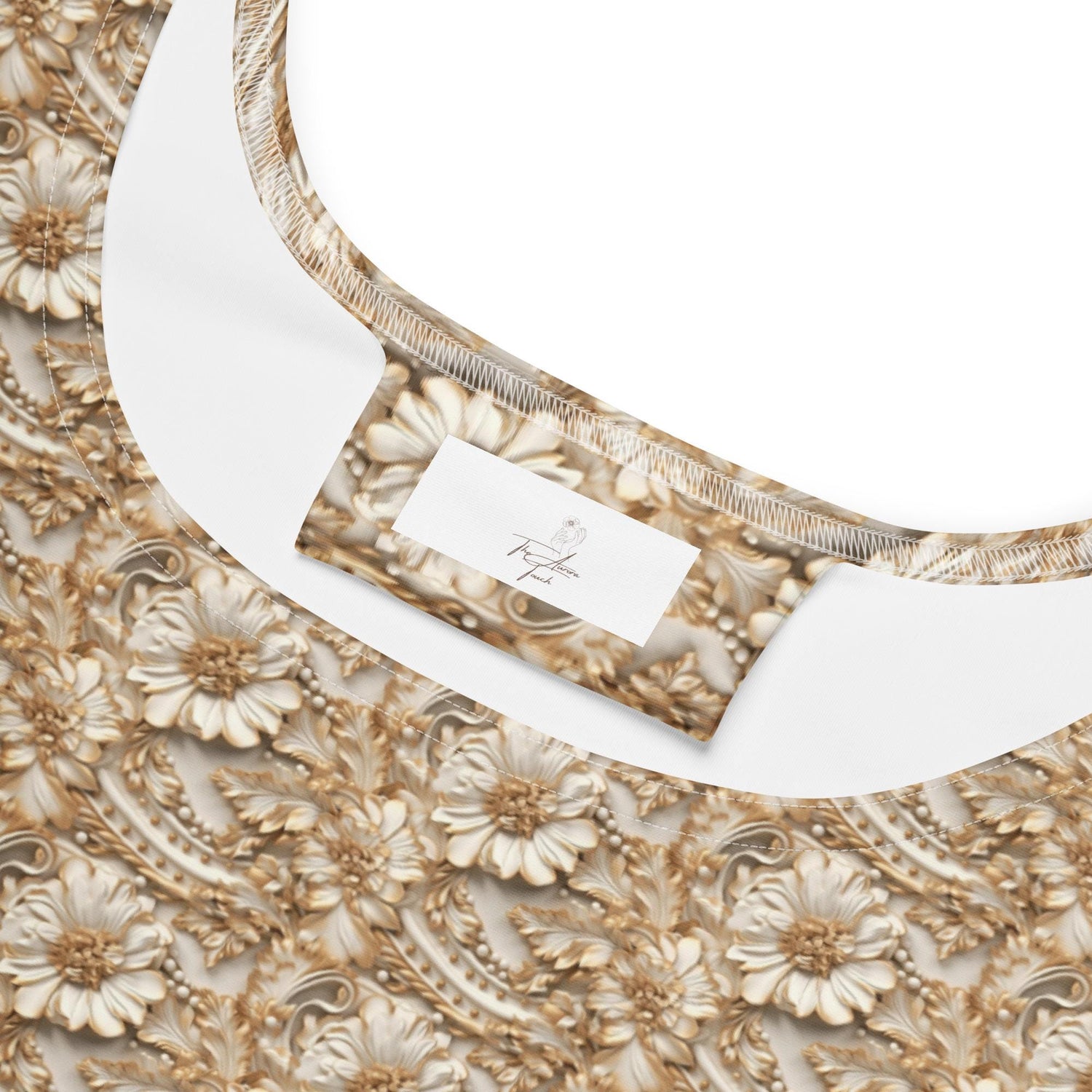 Womens Trendy White Gold Floral Skater Dress - Elegant Allover Print, Perfect for Parties, Weddings, or Special Occasions