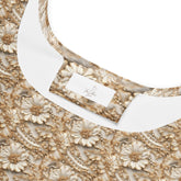 Womens Trendy White Gold Floral Skater Dress - Elegant Allover Print, Perfect for Parties, Weddings, or Special Occasions