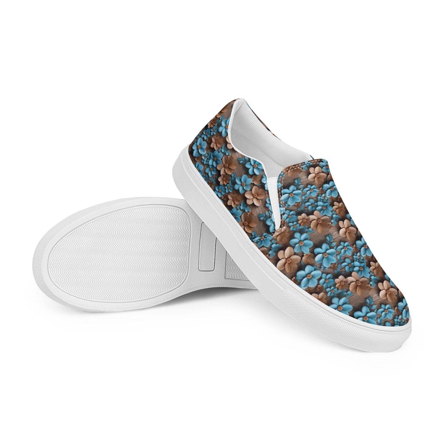 Pretty Women’s All-Over Print 3D Floral Slip-On Canvas Shoes – Stylish, Comfortable & Versatile Sneakers for Everyday Wear
