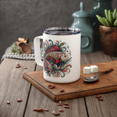 Artistic Insulated Coffee Mug - Colorful Fish Design, Perfect for Gifts, Home Office, Eco-Friendly, Coffee Lovers