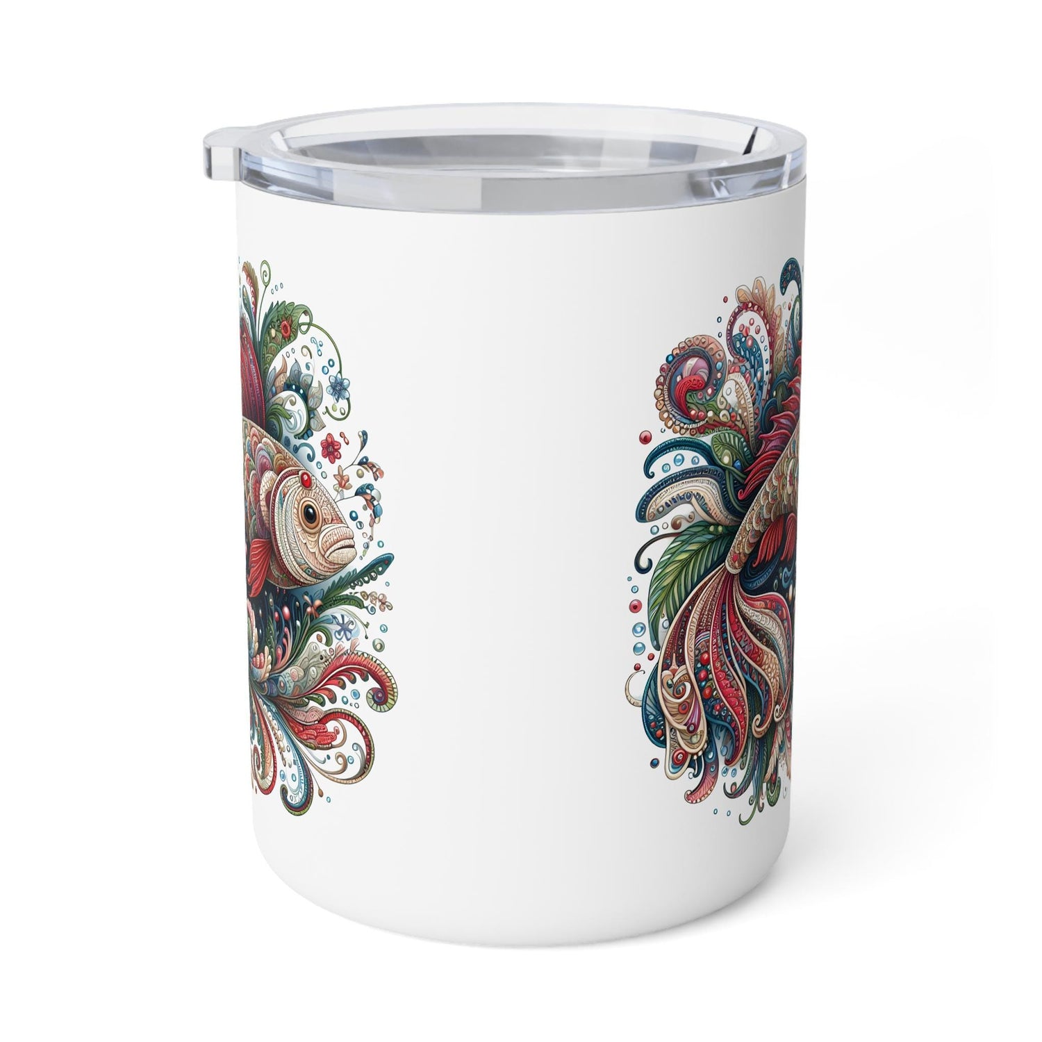 Artistic Insulated Coffee Mug - Colorful Fish Design, Perfect for Gifts, Home Office, Eco-Friendly, Coffee Lovers