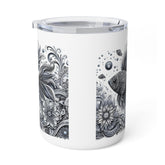 Elegant Insulated Coffee Mug, 10oz | Bohemian Floral Design for Home, Office or Travel, Perfect Gift for Coffee Lovers, Nature Enthusiasts