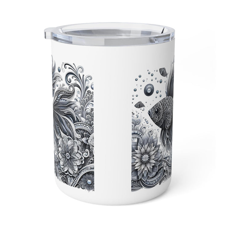 Elegant Insulated Coffee Mug, 10oz | Bohemian Floral Design for Home, Office or Travel, Perfect Gift for Coffee Lovers, Nature Enthusiasts