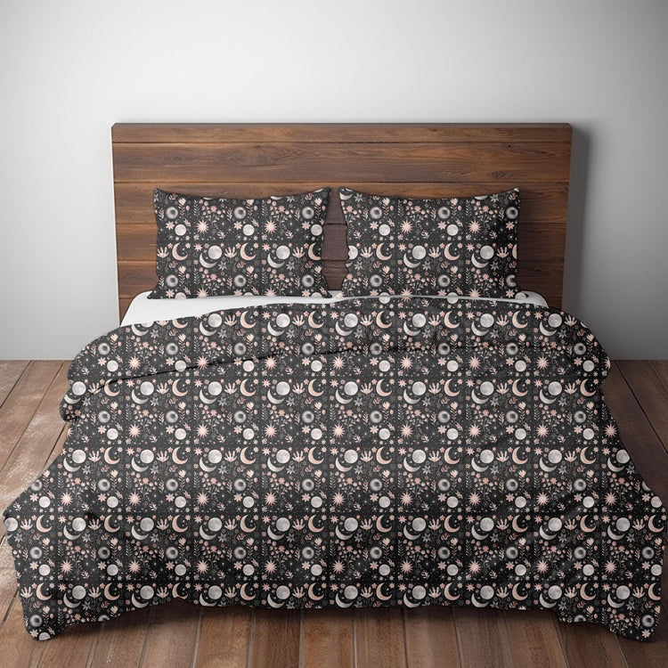 Celestial Bohemian Comforter, Cozy Bedroom Decor, Dorm Bedding, Unique Gift for Her, Boho Chic Home Textile