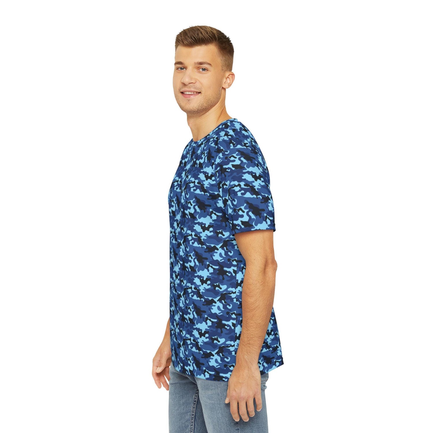 Blue Camo Tee - Casual Streetwear, Cool Graphic T-Shirt for Men, Summer Essential, Perfect Gift for Outdoor Lovers, Everyday Wear