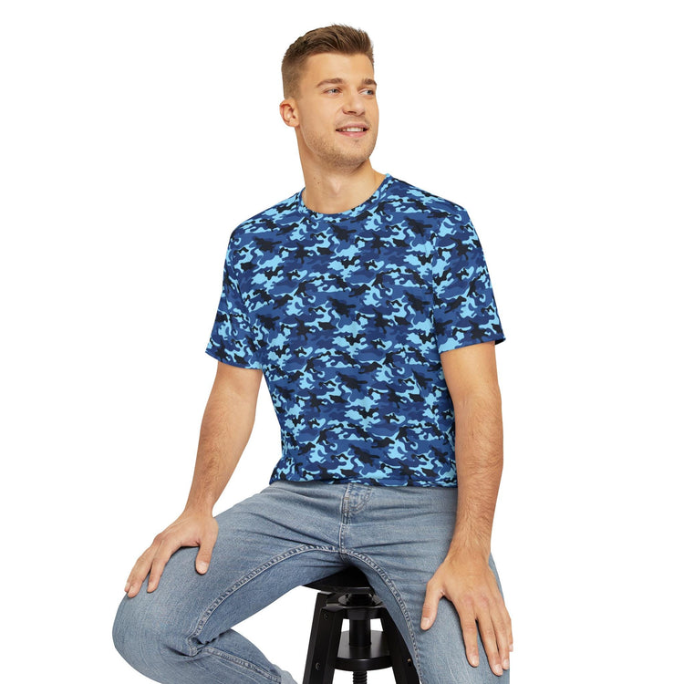 Blue Camo Tee - Casual Streetwear, Cool Graphic T-Shirt for Men, Summer Essential, Perfect Gift for Outdoor Lovers, Everyday Wear