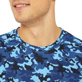 Blue Camo Tee - Casual Streetwear, Cool Graphic T-Shirt for Men, Summer Essential, Perfect Gift for Outdoor Lovers, Everyday Wear