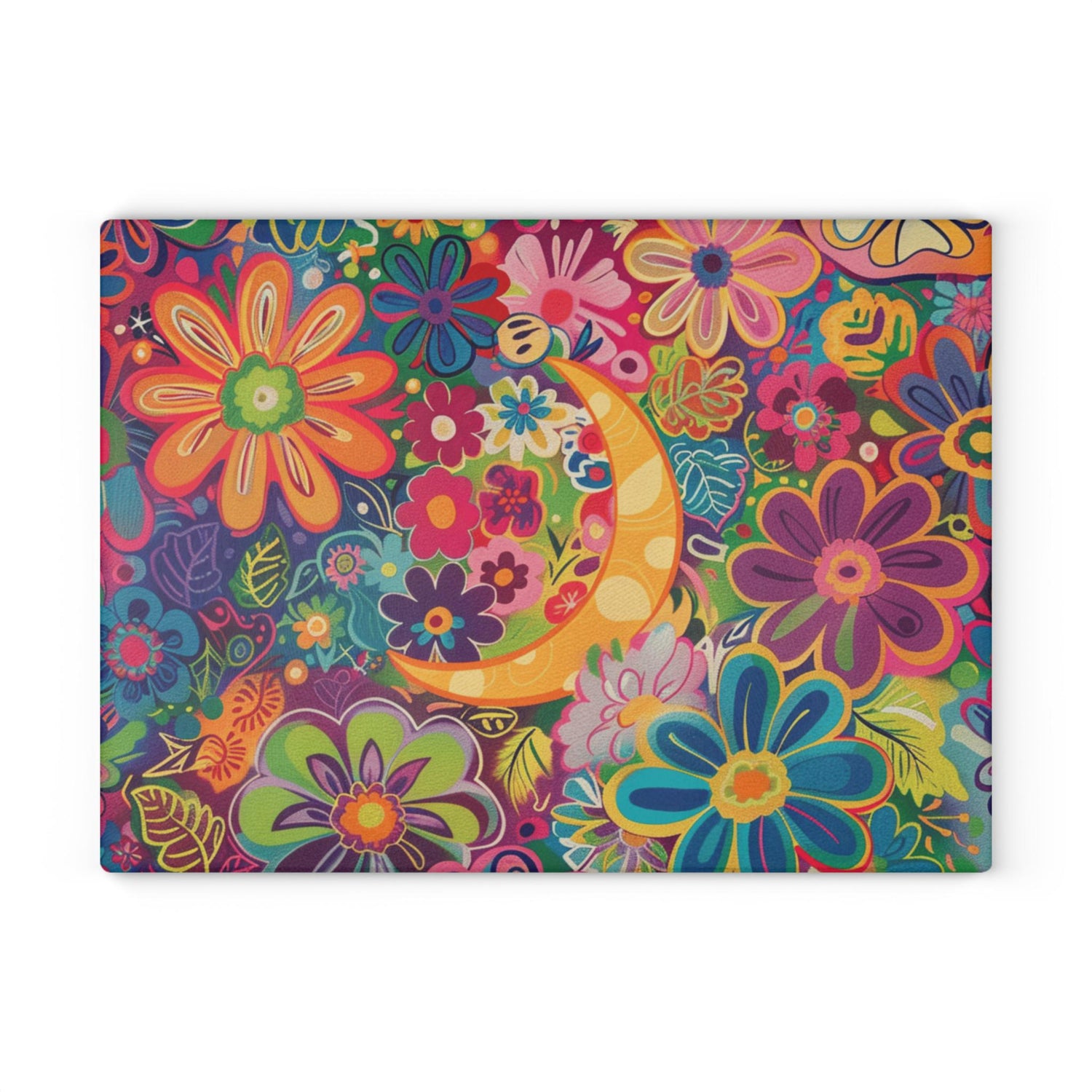 Vibrant Floral Glass Cutting Board, Colorful Kitchen Décor, Gift for Her, Housewarming, Wedding, Cooking Enthusiasts