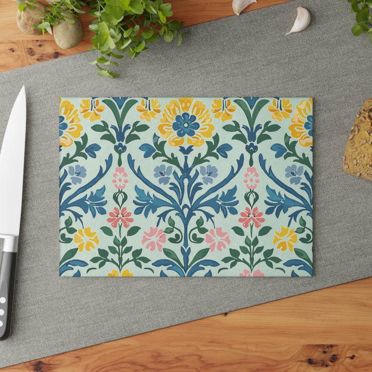 Floral Glass Cutting Board - Vibrant Kitchen Decor, Perfect for Housewarming, Wedding Gift, Cooking Enthusiasts, Floral Design, Kitchen