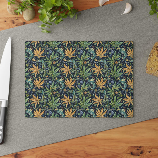 Artisan Floral Glass Cutting Board - Elegant Kitchen Decor, Gift for Foodies, Housewarming, Cooking Essentials, Unique Home Decor