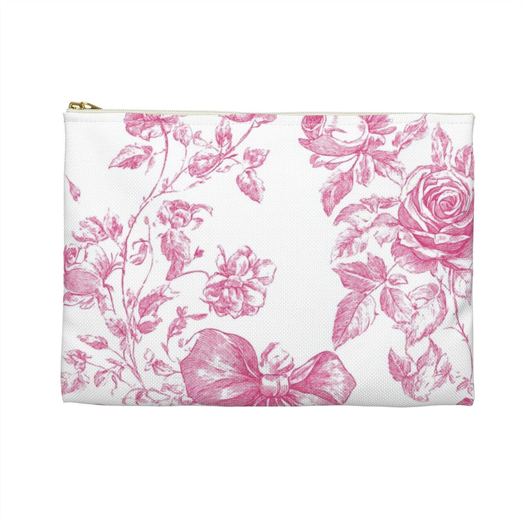 Blossom Floral Accessory Pouch, Elegant Storage Bag, Makeup Organizer, Gift for Her, Travel Essential, Pink Rose Design
